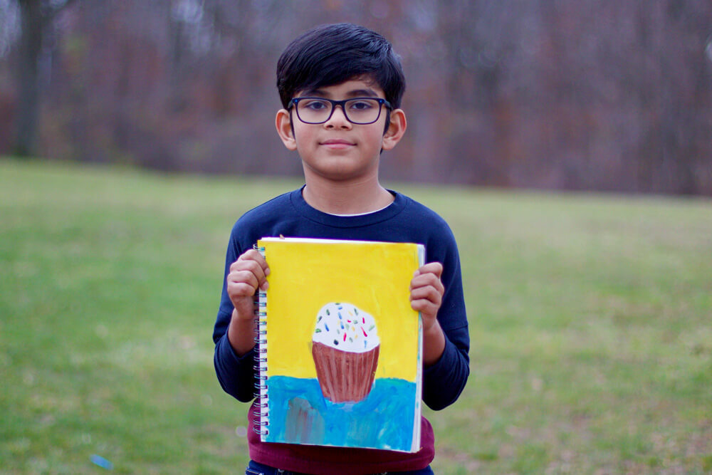 Eric Lijo - With the Cuppy Cake from the acrylic class at Nimmy's Art