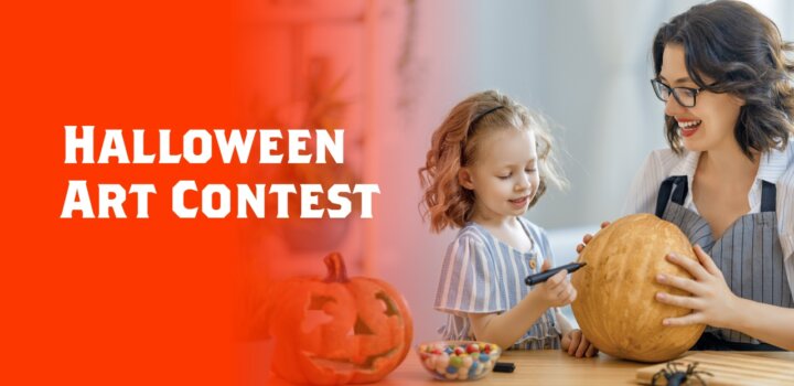 Mother is helping her daughter to carve a pumpkin