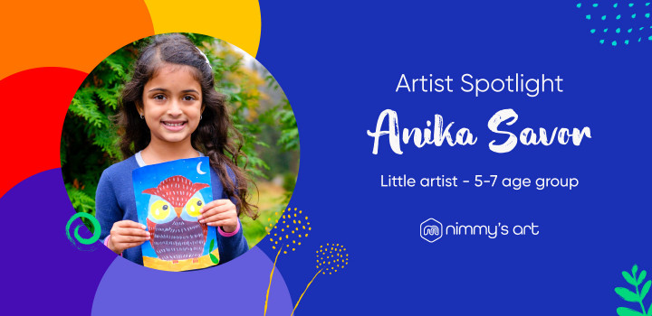 Anika with the Owl painting in the cover page