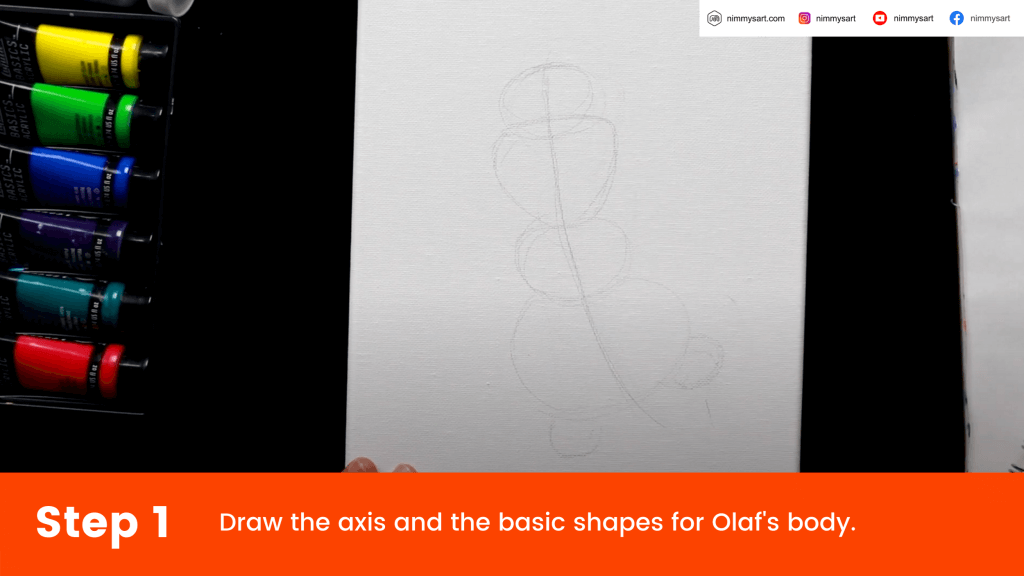 Draw the axis and basic body shapes for Olaf