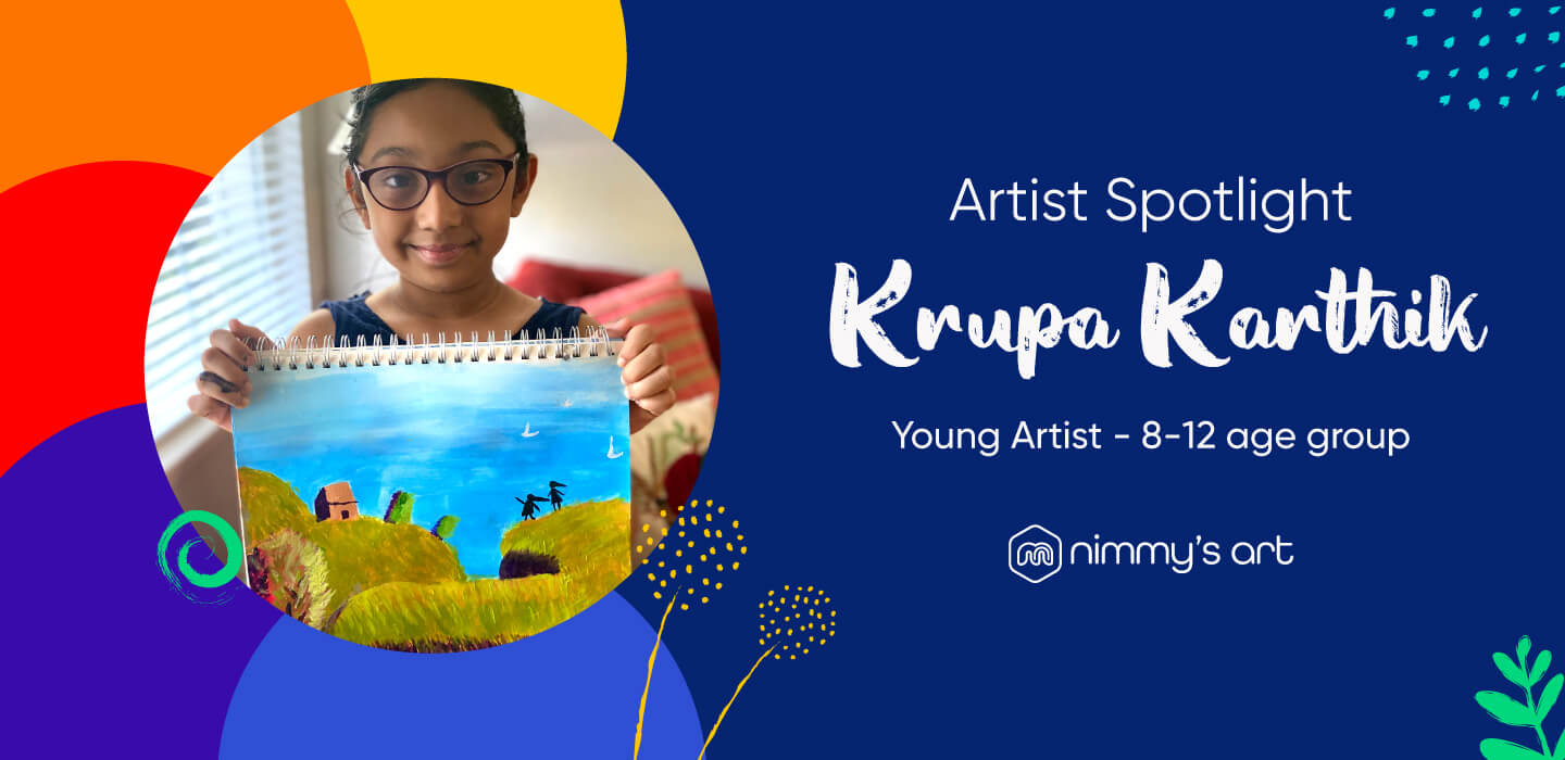 Krupa Karthik featured in artists spotlight by Nimmy's Art online art classes in Katy, Texas