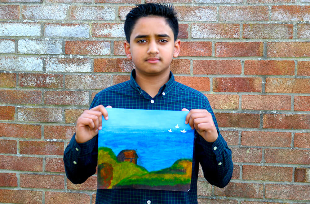 Monet inspired artwork in acrylic at Nimmy's Art online art classes for kids in Katy, Texas