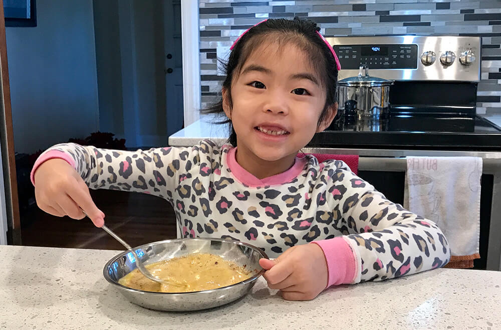 Cooking with her family