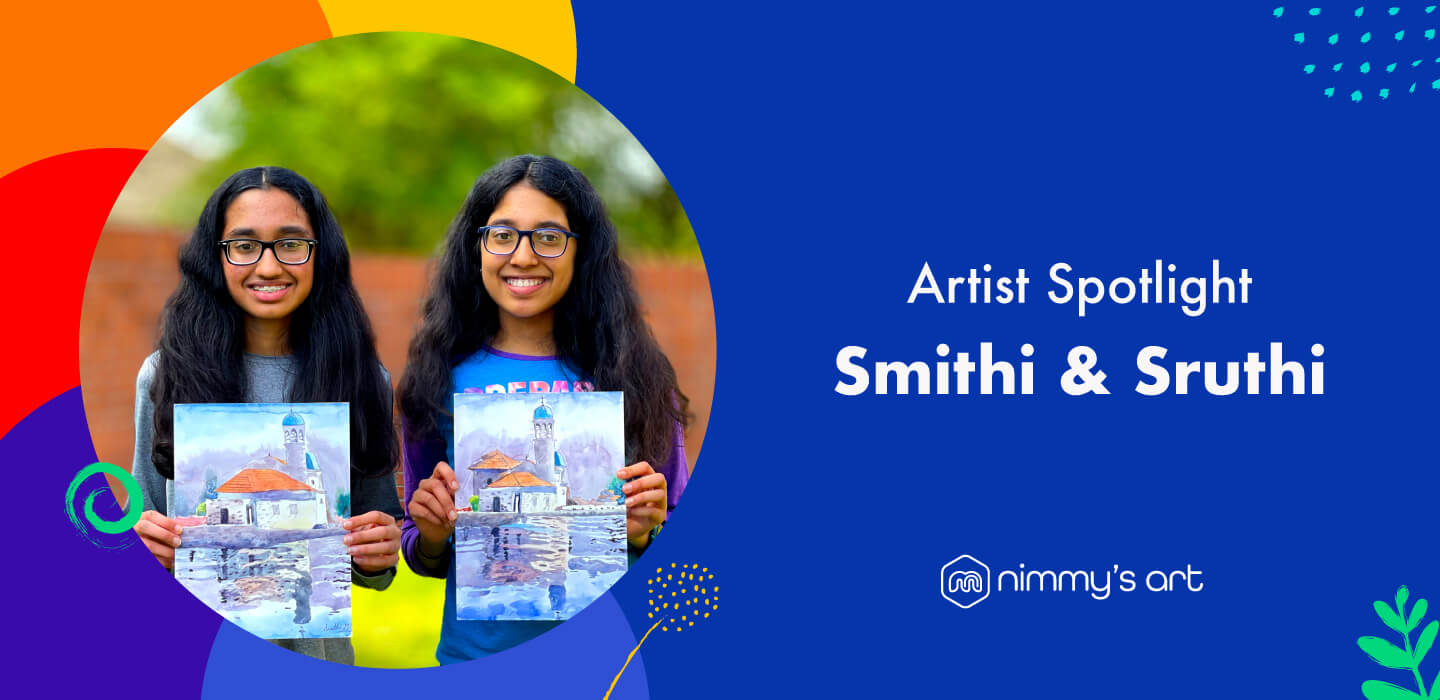 Smithi and Sruthi, first students who started learning art at Nimmy's Art in our spotlight.