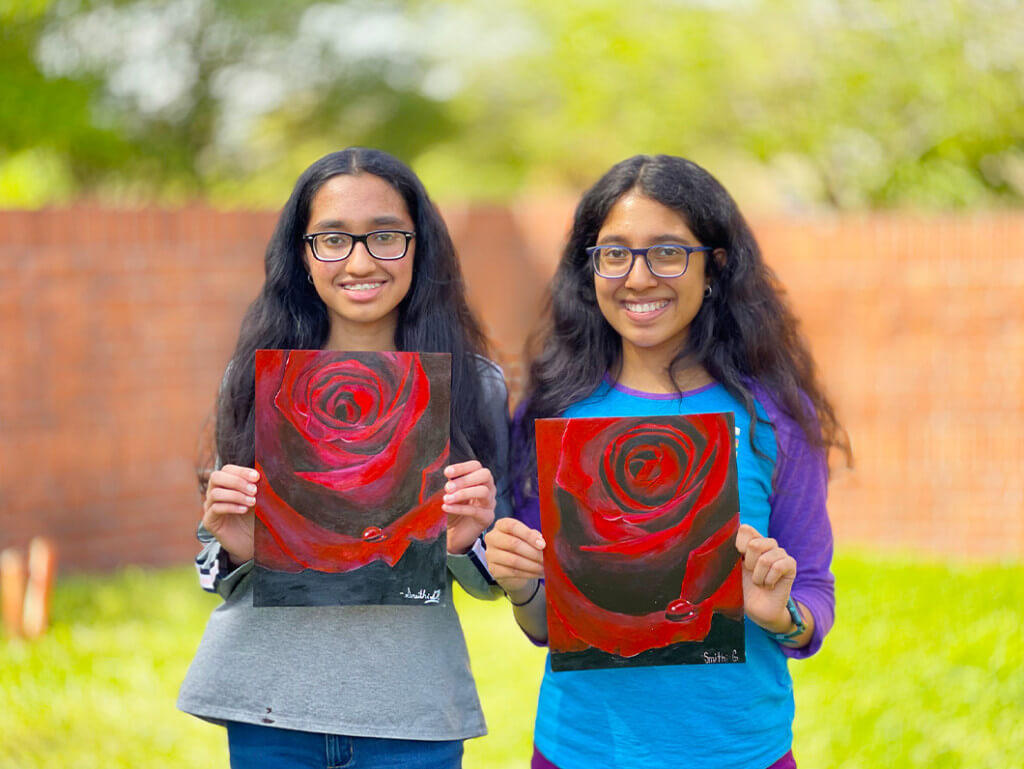 A very macroscopic paitning of  a rose flower using acrylic paint completed with step by step instrcution from international art tutor Nimmy Melvin