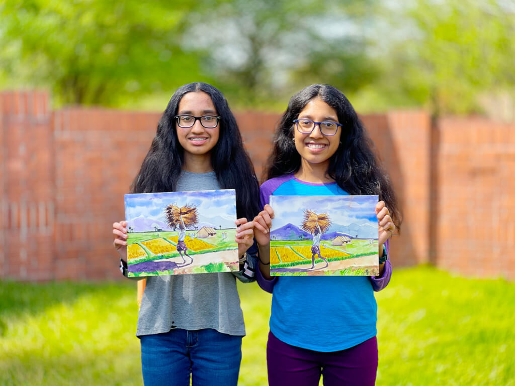 A farming landscape in watercolors completed by our students at Nimmy's Art, Katy, Texas