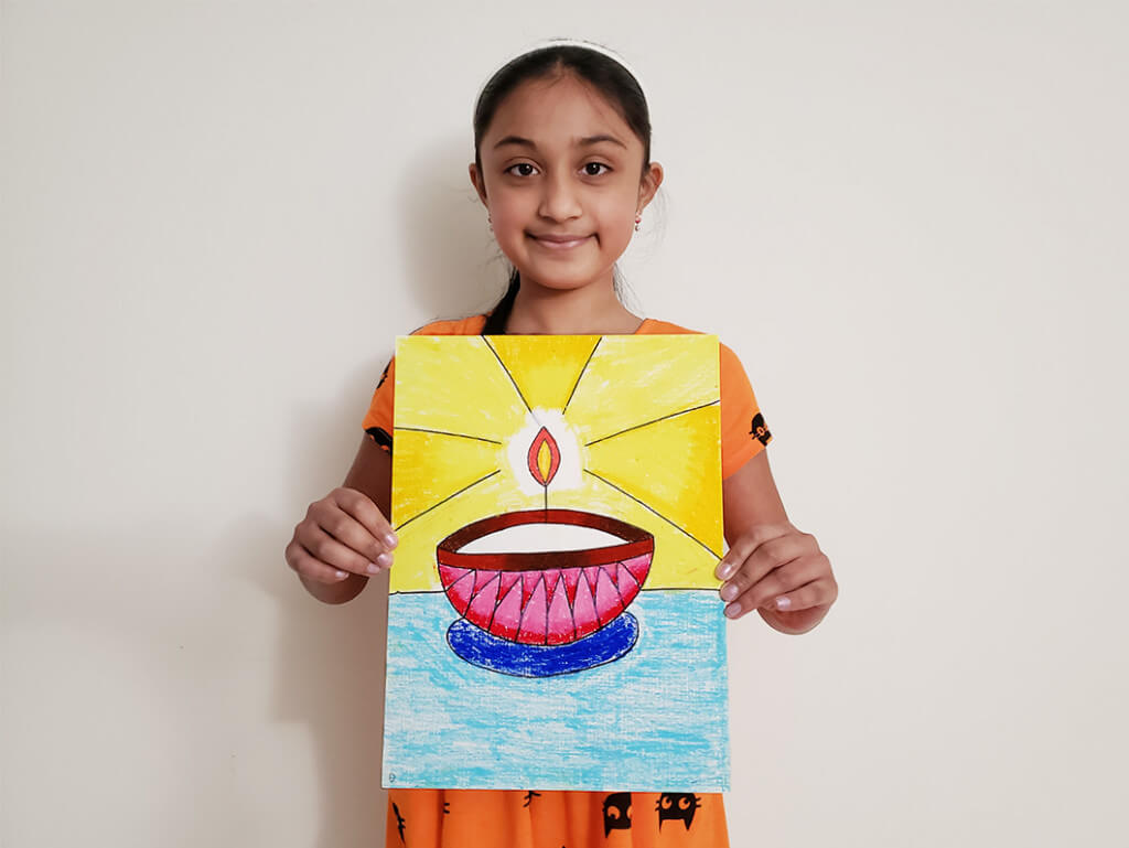 Diwali special painting completed at Nimmy's Art kids online art classes