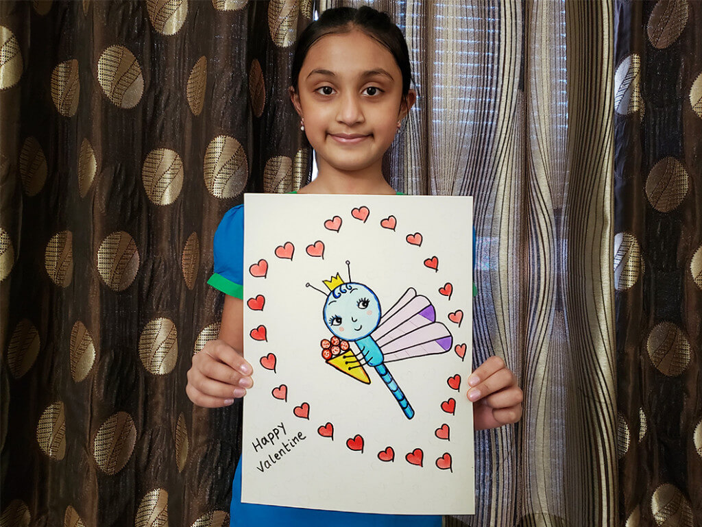 A glimpse into our Valentine's day specials - Art by Nainika kids online art classes