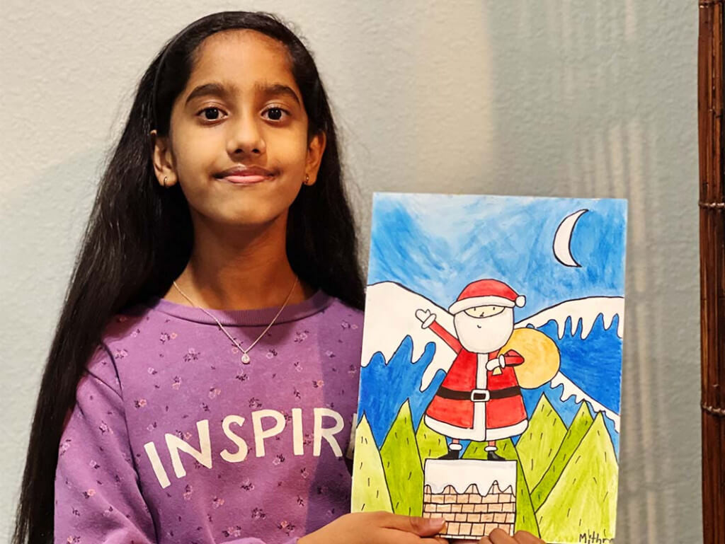 Santa Claus painting from Nimmy's online art classes in Katy, Texas