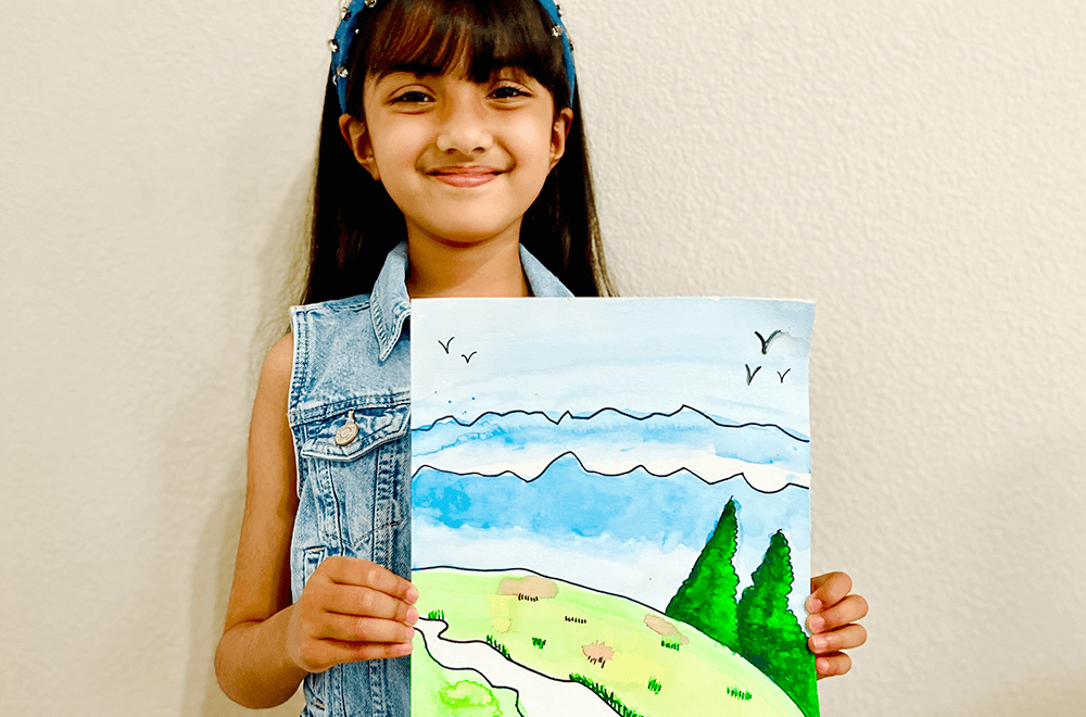 Ria's watercolor painting at Nimmy's Art classes