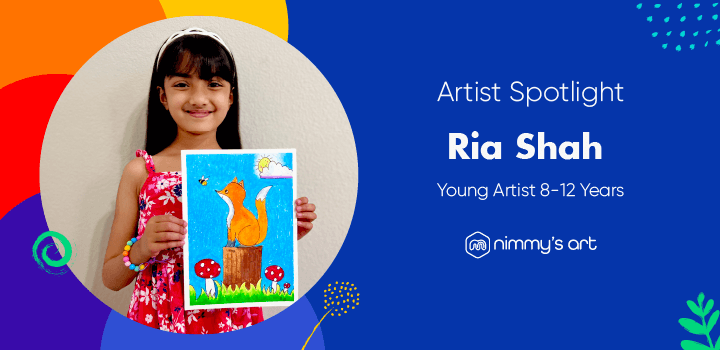 child artist holding painting fox picture-online art classes