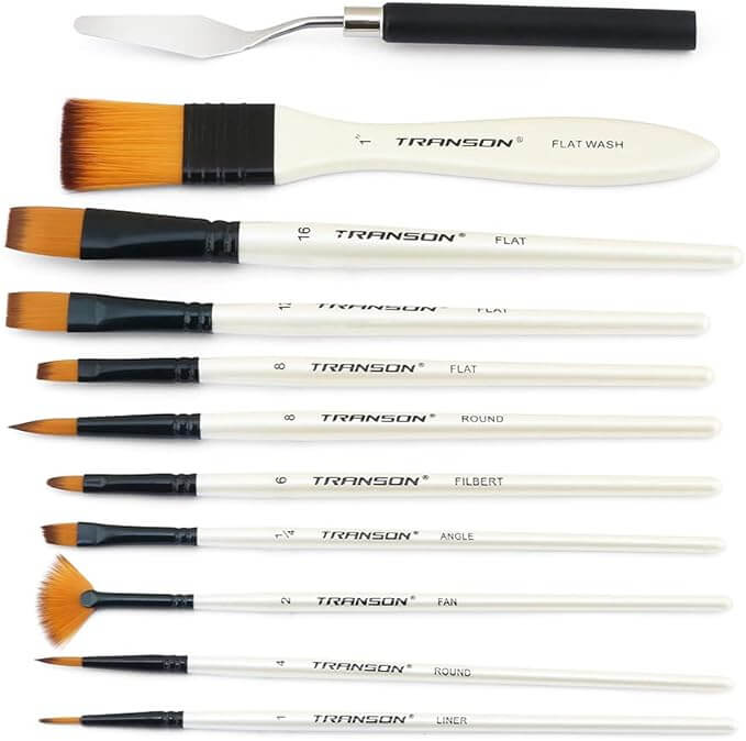Colorful Transon Paint Brush Kit for Kids - Includes various sizes and shapes of paintbrushes, perfect for young artists to explore creativity.