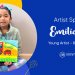 Cover image of Emilia with her oil pastel artwork completed at Nimmy's Art online art classes